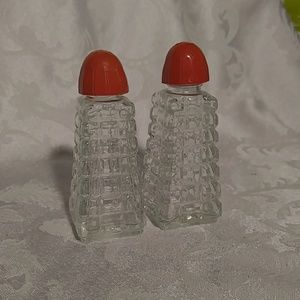 Vintage Glass Square Salt and Pepper Shakers